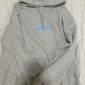 Gray Hoodie with Blue Graphic